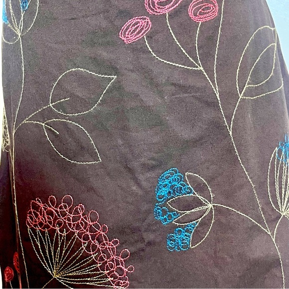 Boden Brown Multi Color Embroidered Floral A-Line Skirt Women’s 8L - Picture 5 of 7